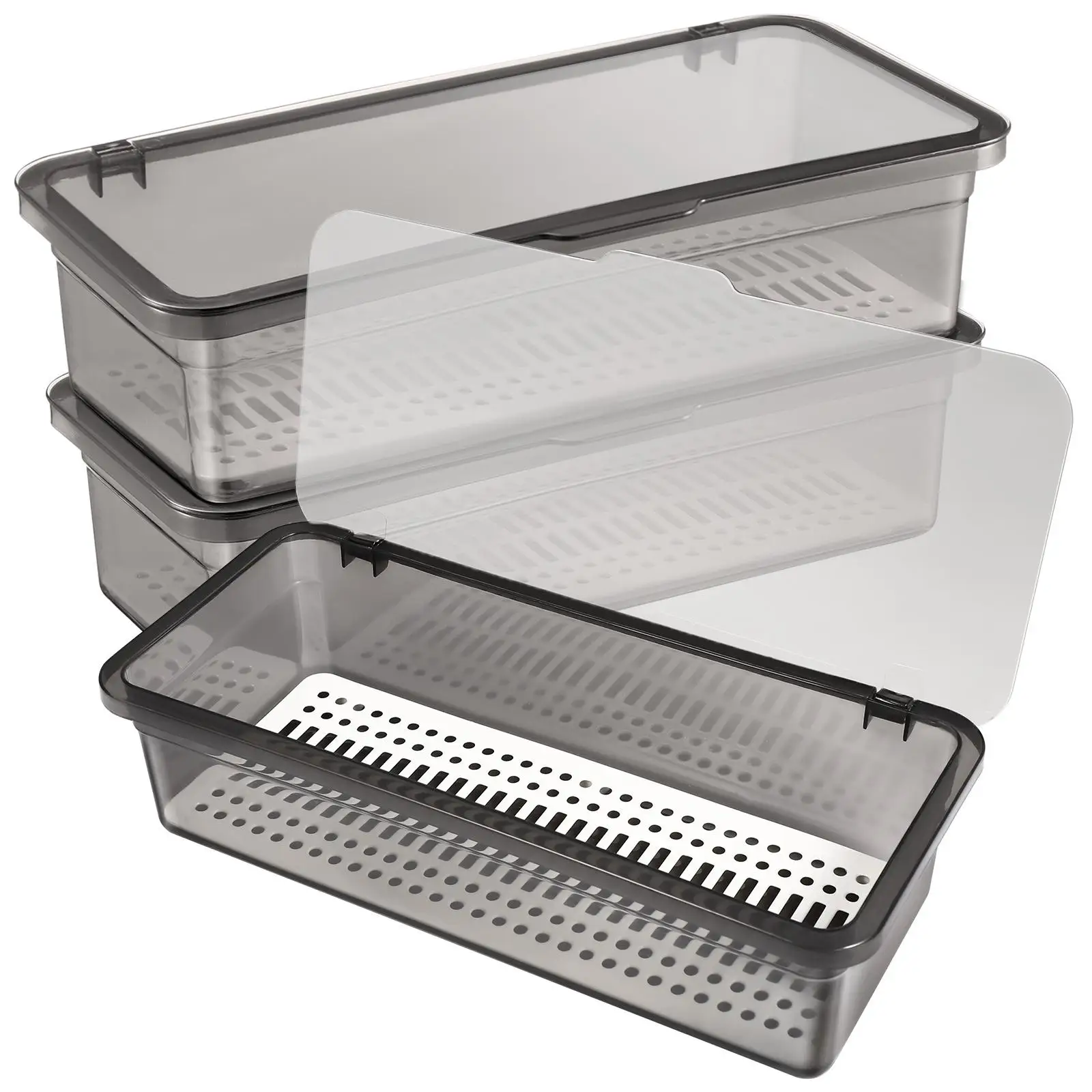 

3 Pcs Cutlery Storage Box Silverware ganizer Tray Lid Kitchen Utensil Container Plastic Plates Fork Household Storage