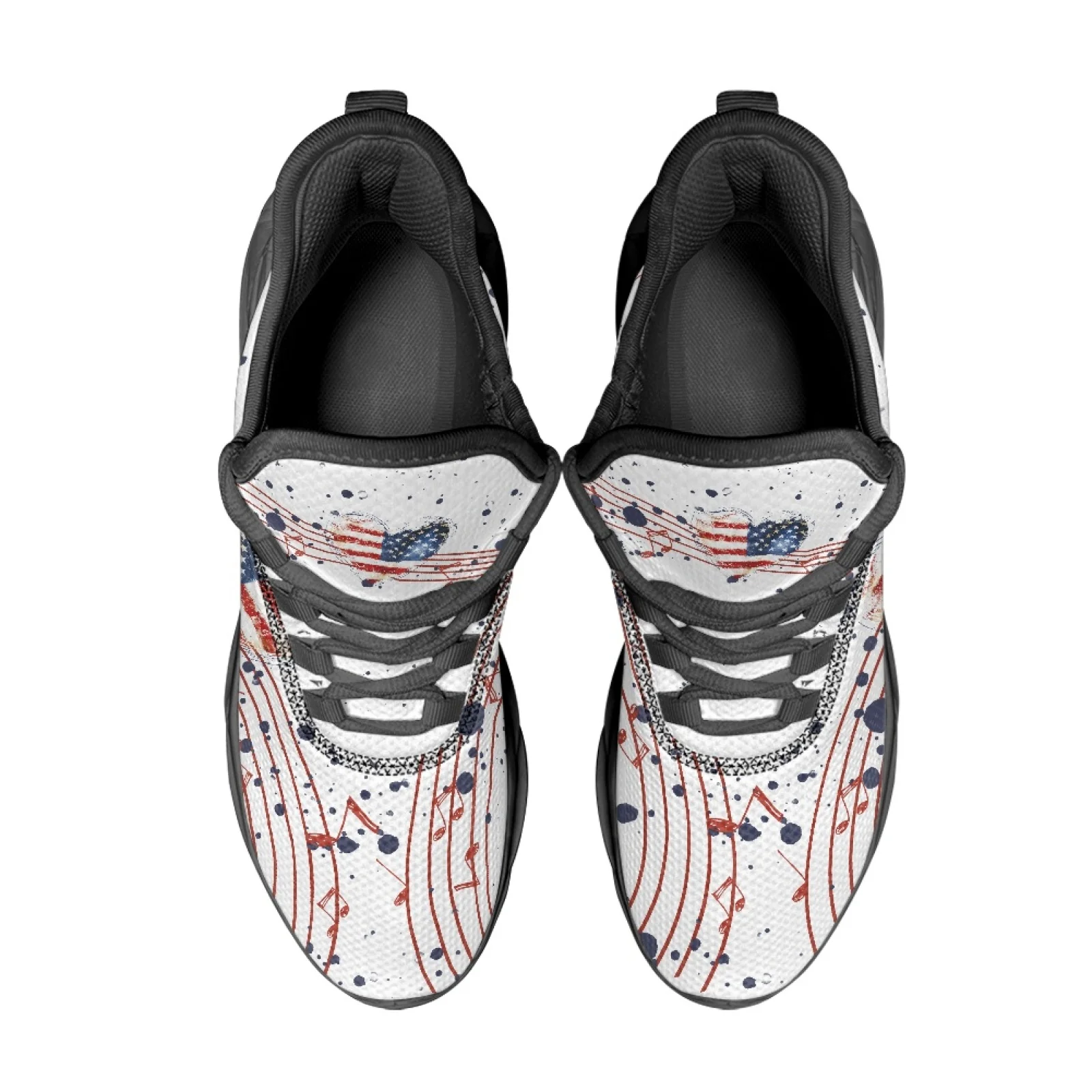 PENSTROLL US Flag Music Note Lightweight Men's Stylish Sneakers Mens Running Shoes for Sports Enthusiasts Casual Athletic Shoes