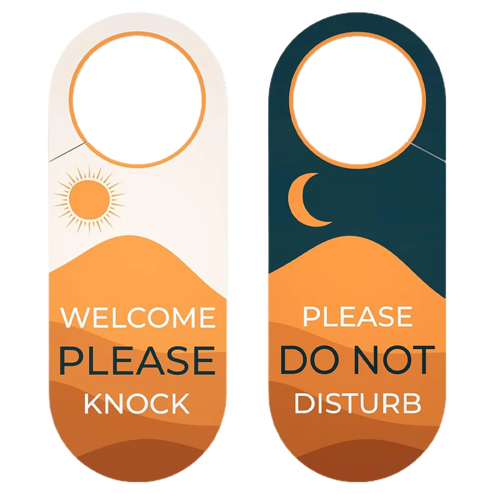 

2 Pcs Door Handle Tag Not Disturb Sign Paper Please Make Up Room Hanger Copper Sheet Restroom Hotel Doorknob