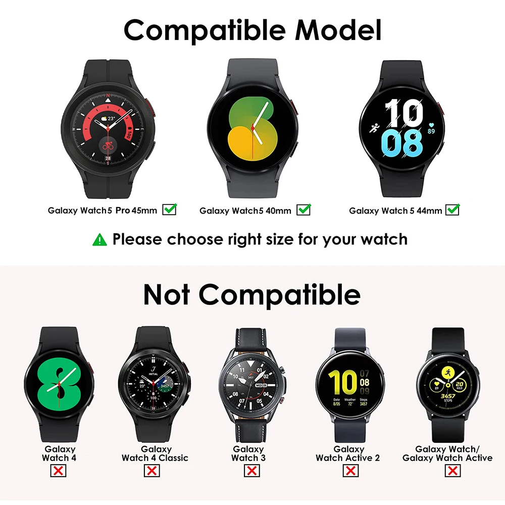 Watch Case for Samsung Galaxy Watch 5 40mm44mm,Hard PC Bumper Set for Watch Galaxy 5 Pro 45mm All-Around Protective Bumper Shell