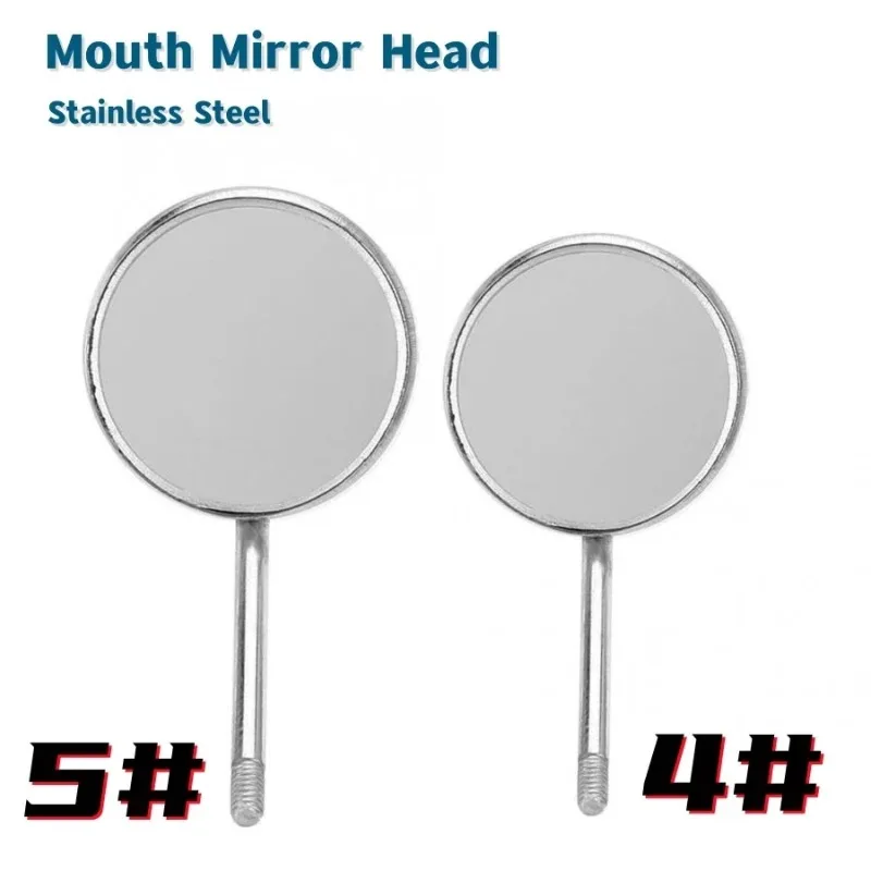 Tête de miroir buccal dentaire, douille conique en acier inoxydable, miroir Oral intra-oral pour accessoire de bouche intérieure, 12 pièces/boîte # 4 # 5