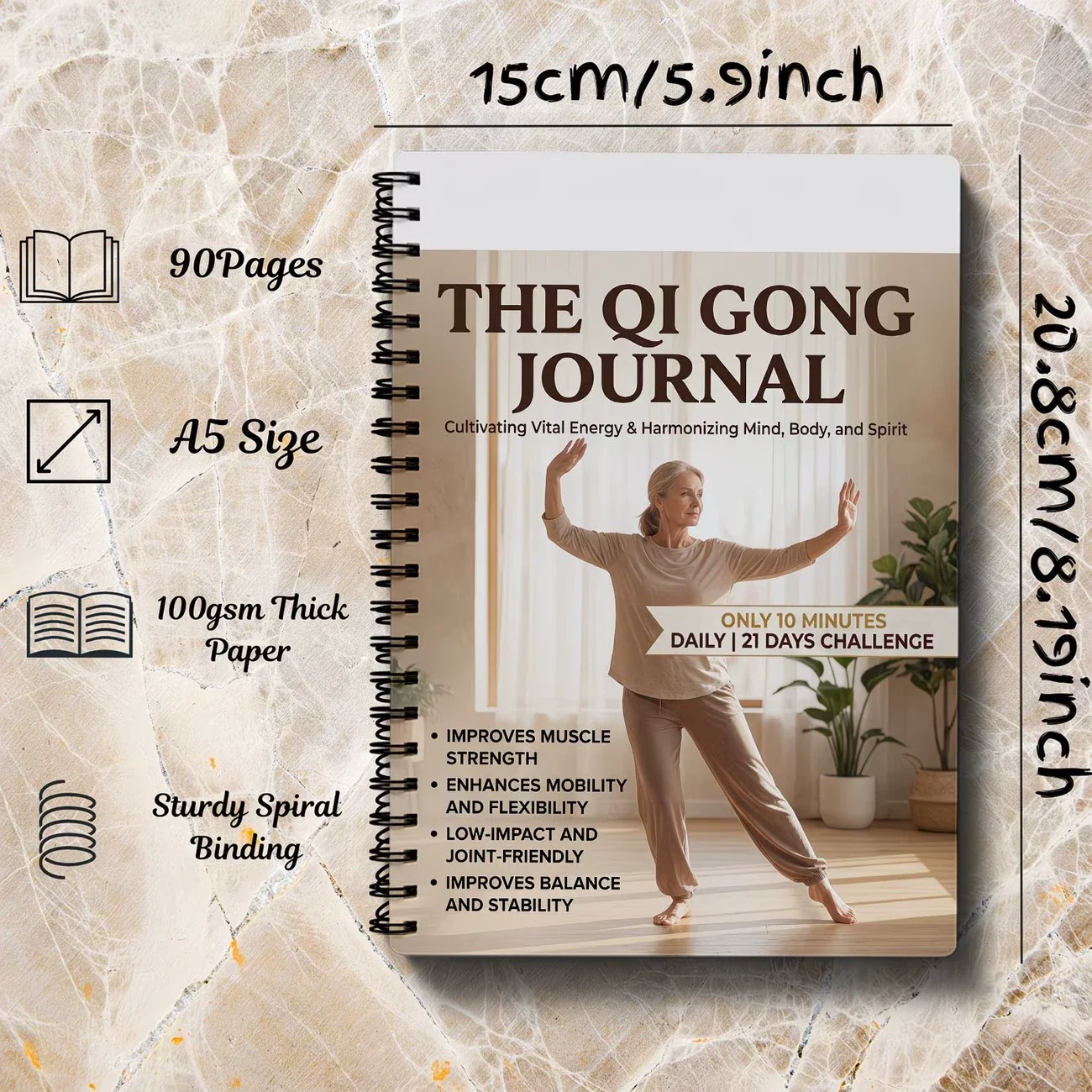 Elderly Qi Gong Journal Notebook with Eight Section Brocade Design for Mindfulness And Meditation Plan Book Zero Foundation