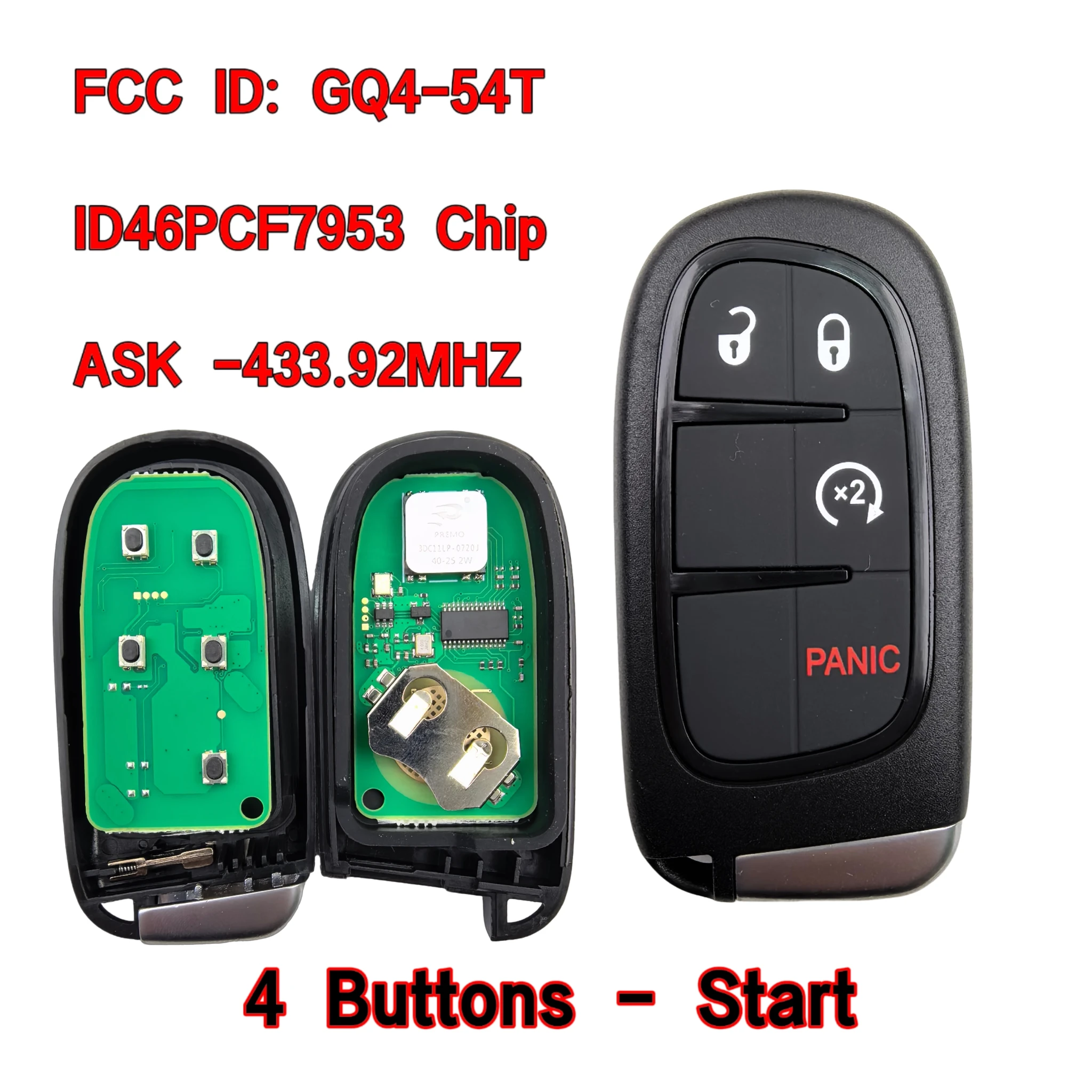 GQ4-54T ID46Chip 433Mhz 2/3/4/5BT Fernbedienung LKW-Auto-Schlüssel/PCB für Dodge für RAM 1500 2500 3500 2014 2015 2016 2017 2018 Keyless Go – Detail 9