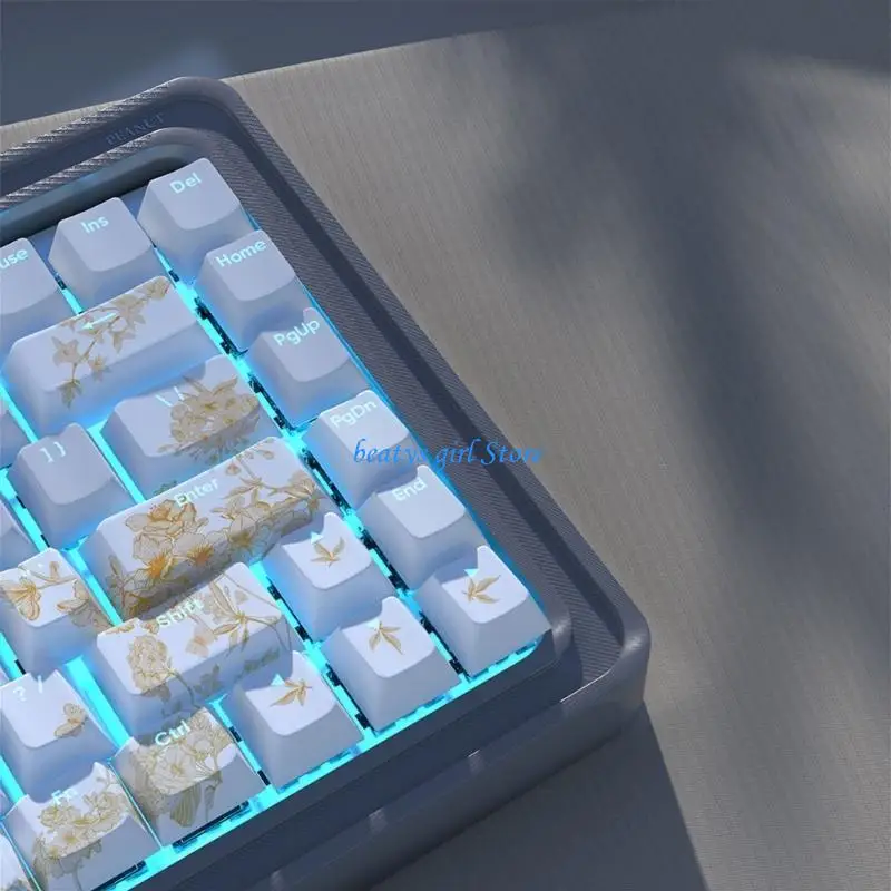 

C7AB 135/108Pcs Double Shot Keycaps Embroidery Pattern with Backlit PBT Keycaps Set