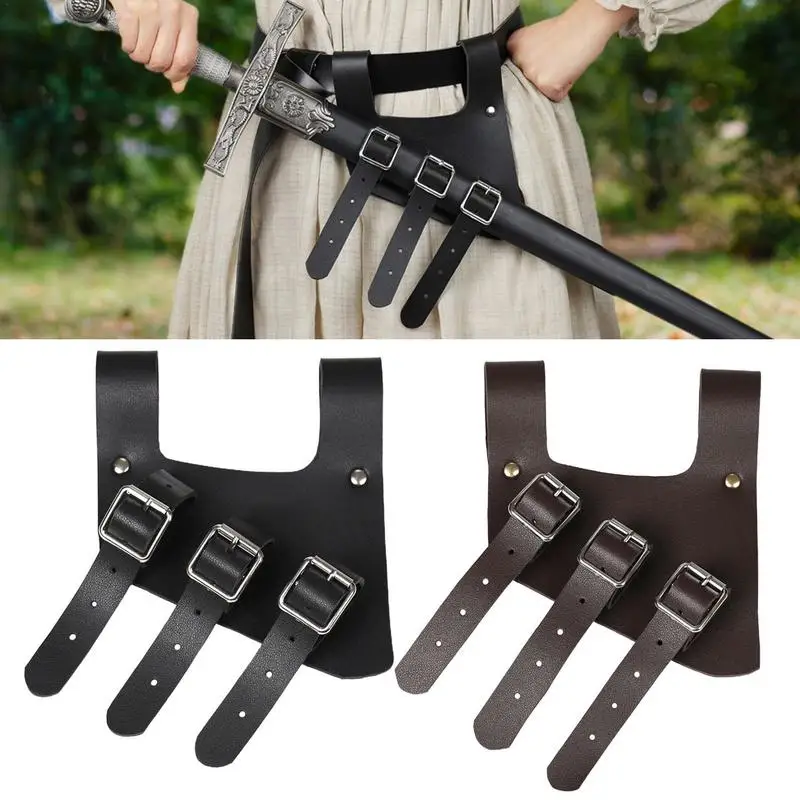 Medieval Leather Sword Frog Samurai Rapier Sheath Scabbard Belt Hanger Holder Renaissance Pirate Laced