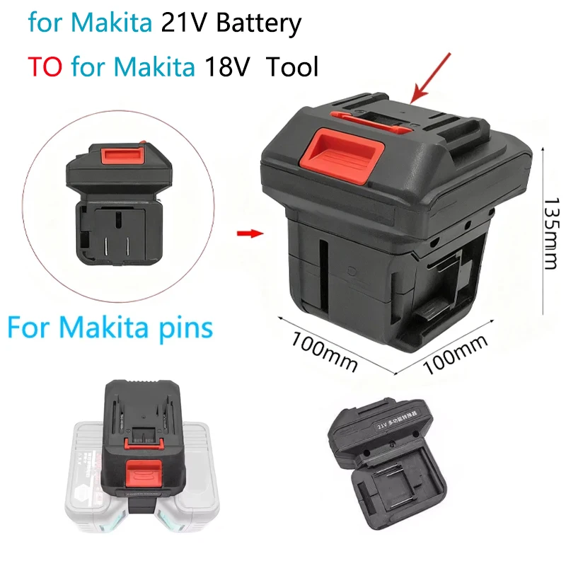 

Преобразователь батареи 2 в 1 для аккумулятора Makita 21 В для литий-ионного аккумулятора Makita 18 В, электроинструмент для дрели, аксессуары для электроинструментов