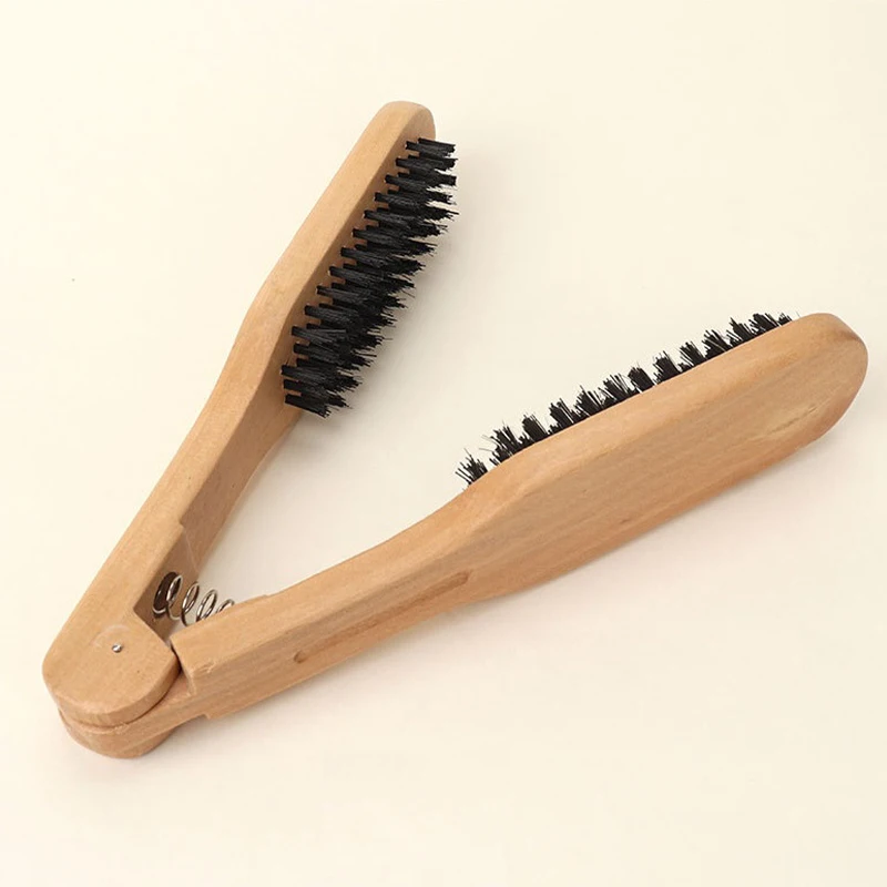 

1Pcs Professional Hair Straightener Bristle Straight Hair Double Brush V-shaped Comb Clip Does Not Hurt Styling Tools DIY Home