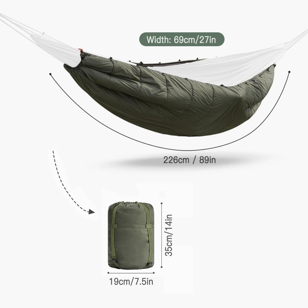 Multifunctional Hammock Underquilt Winter Warm Hammock Under Blanket Poncho for Camping Hiking Traveling