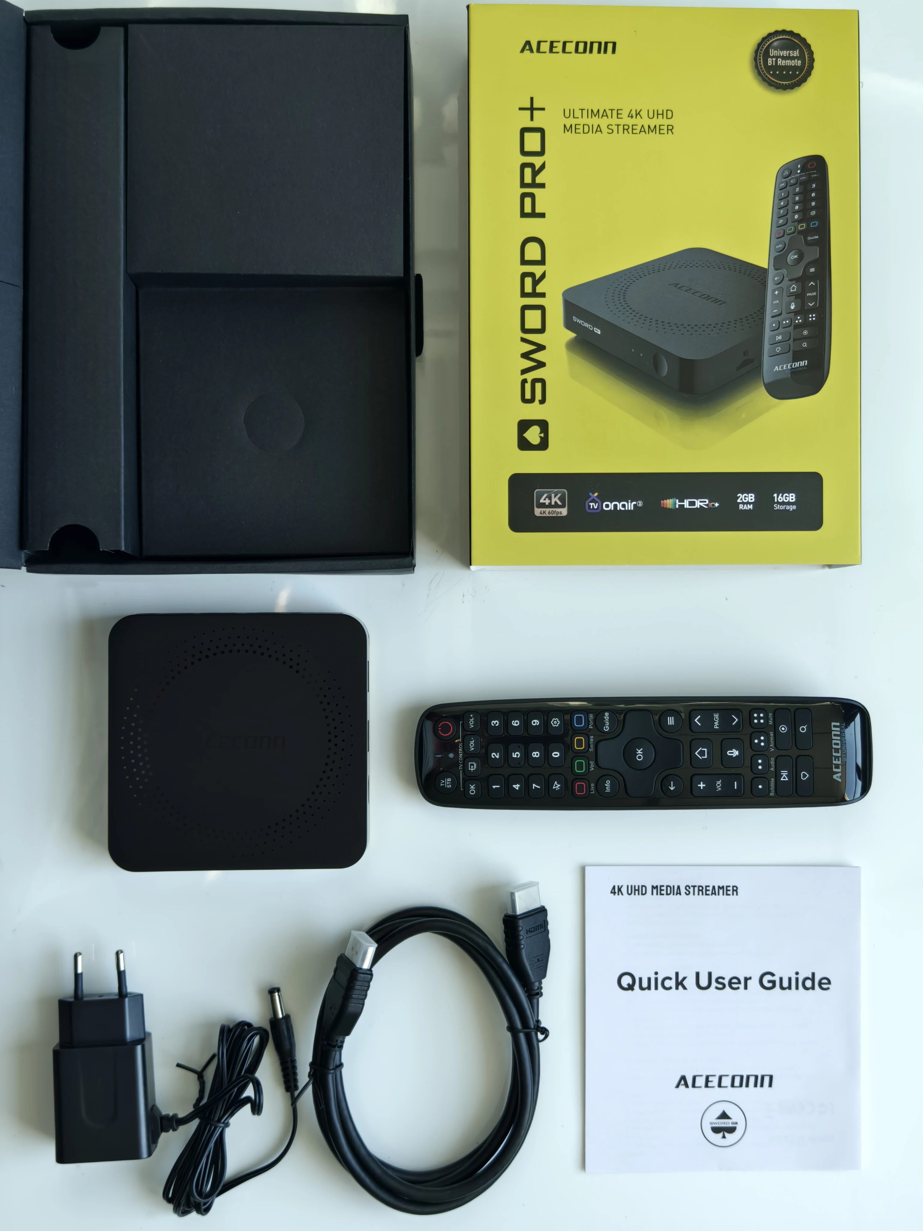 ACECONN Sword Pro+ streaming Android iptv boxes 4K TVONAIR3 2GB 16GB Dual WiFi BT Support Voice remote Backlight Find RCU TV Box