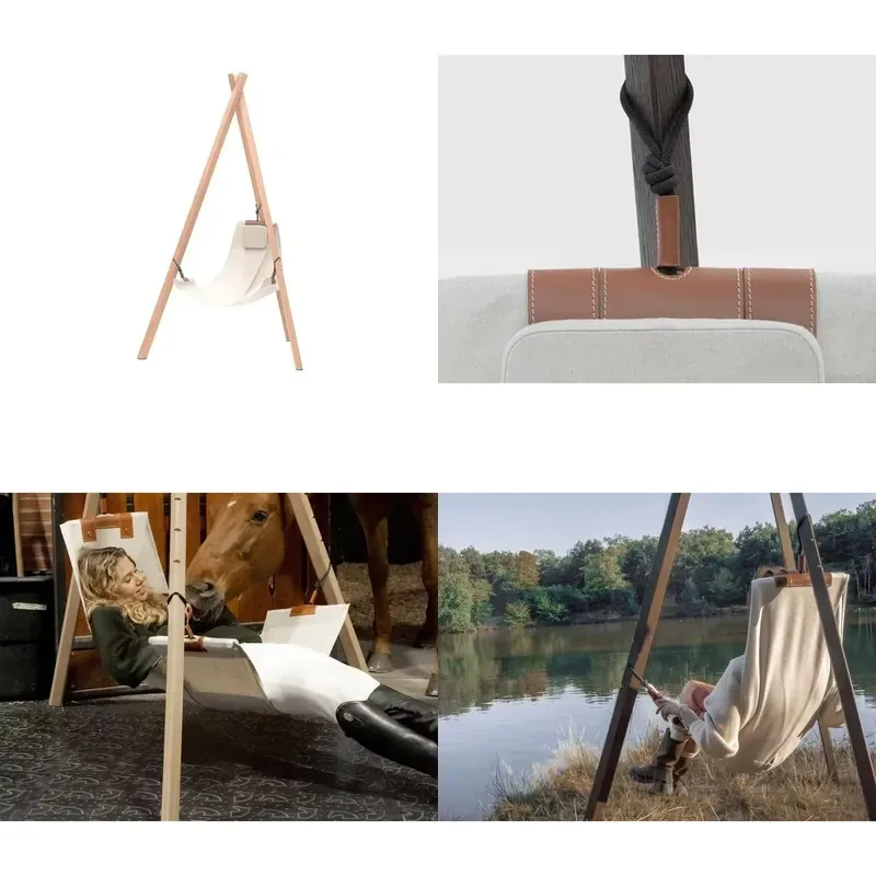 Adjustable Wooden Frame Outdoor Single Modern Patio Hanging Garden Swing Chair
