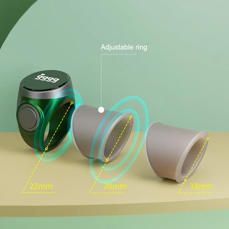 สมาร์ท Tasbih TALLY Counter Type-C ชาร์จคุณภาพสูงมุสลิม Zikr แหวนประเภทปุ่มเคาน์เตอร์เวลาสวดมนต์การสั่นสะเทือนเตือน