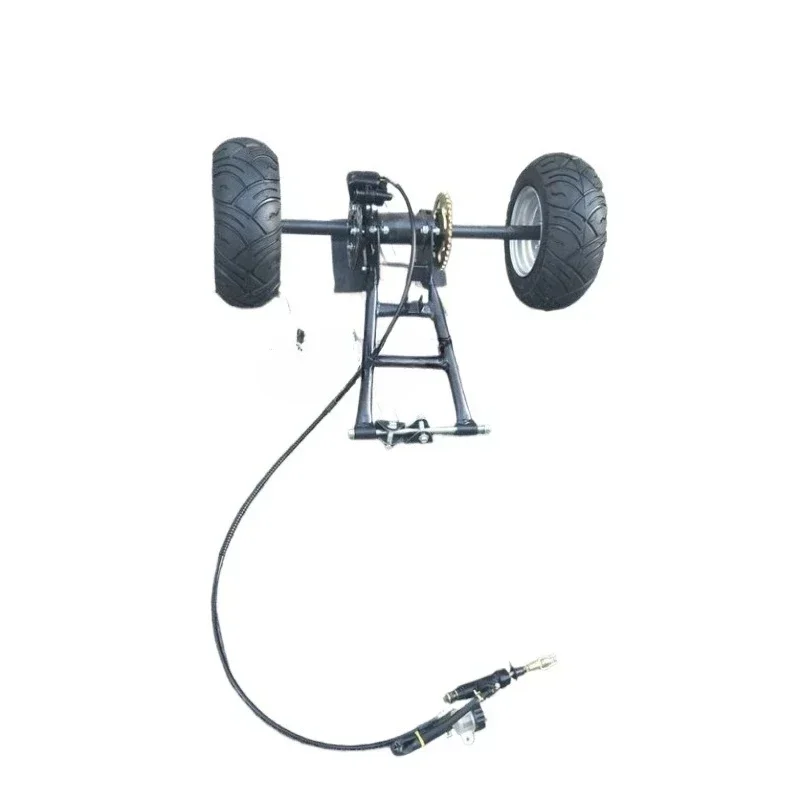 four-wheeled two-wheeled to three-wheeled motorcycle, modified ATV rear axle suspension rear axle, 6-inch wheels with brakes
