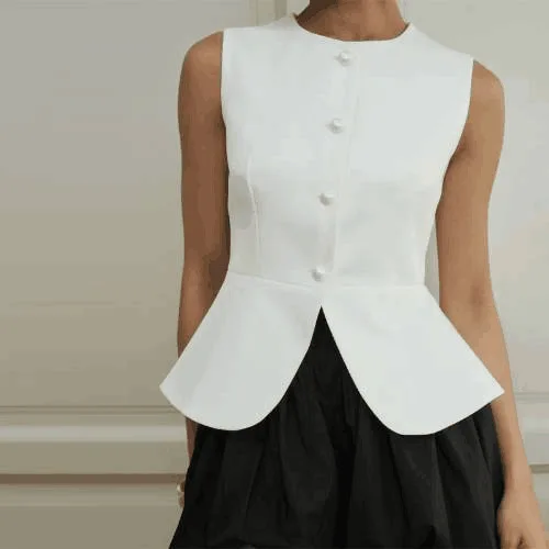 Women's Autumn New Style Sleeveless Suit Vest Small Size Elegant Old Money Style Outerwear round Neck Pure Color Other 100%