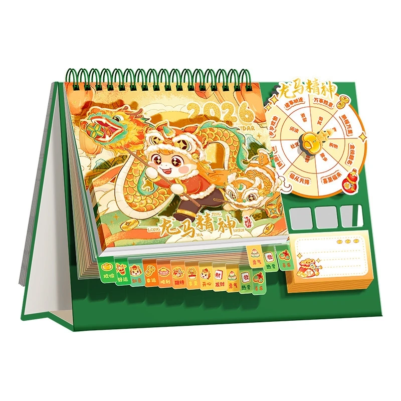 2026 Calendario da tavolo Multifunzionale 3D Rotante Desktop Cartoon Cavallo Anno Planner Tracker Per Bambini Donne Ufficio Decorazioni da tavolo Regalo