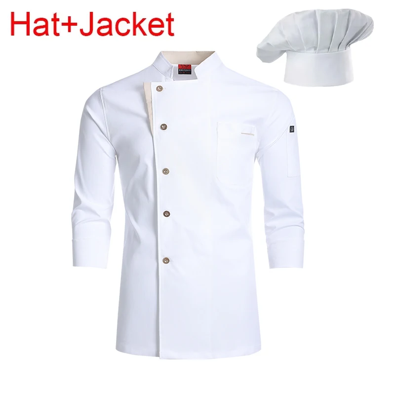 Food Service Chef Jacket Cooking Cap Professional Catering Kitchen Work Uniform Set Restaurant Cook Costume Bakery Cafe Workwear