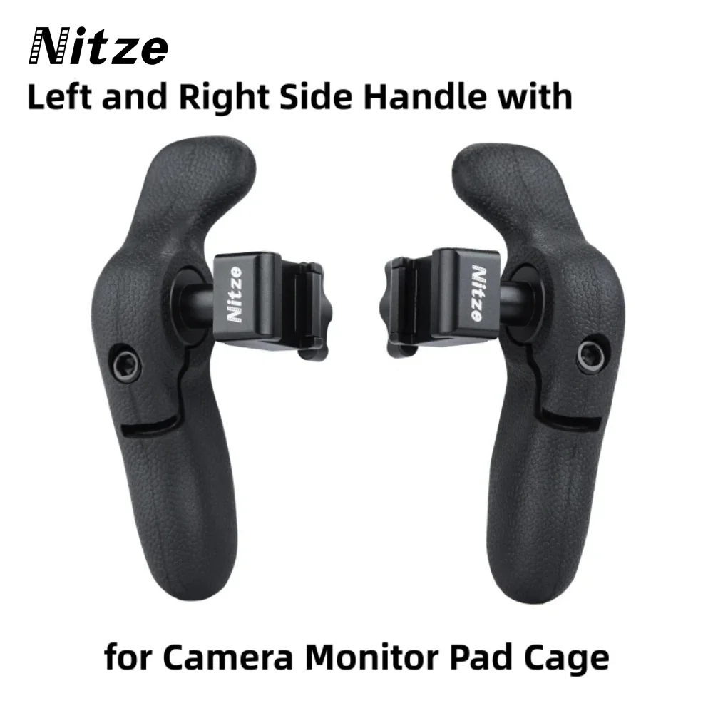 Nitze Left and Right Side Handle Kit with NATO Clamp for Camera Monitor Pad Cage