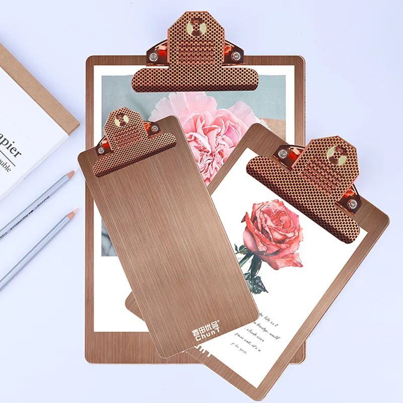 Rose Gold Stainless Steel Writing Clipboard Professional Grade Menu Clipboard and Document Organizer with Memo Pad Holder