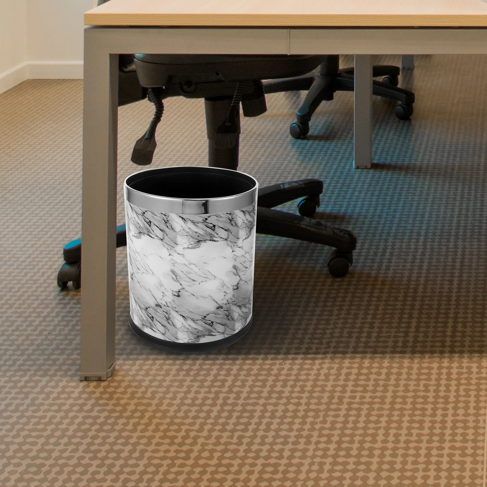 

Household Marble Pattern Plastic Trash Bin Waste Can for Kitchen Office Bathroom Garbage Container Large Trash Basket Home