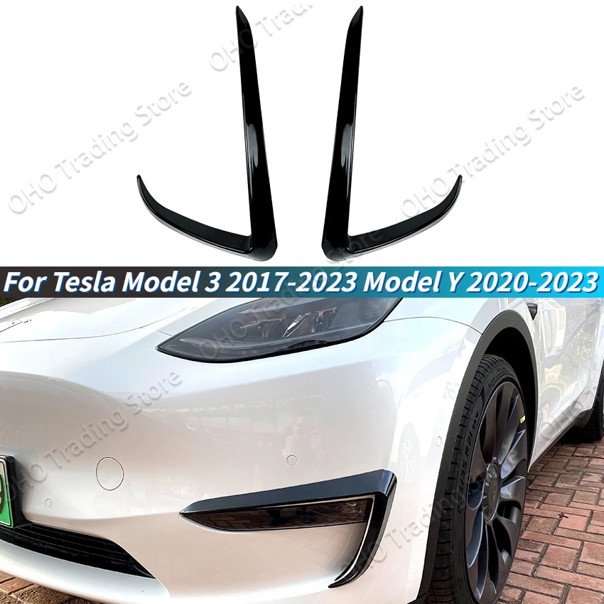 Für Tesla Modell 3 Modell y 2014-2018 Auto Front stoßstange Canard Trim Spoiler Splitter Canard Guard Aufkleber Nebels chein werfer Body Kit Abdeckung