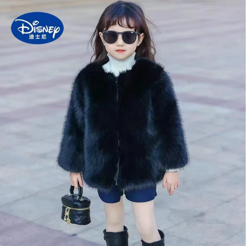 

Disney Kids' 2025 Faux Fur Coat | Fashionable Shearling Style Jacket with Plush Trim, Warm Winter Coat for Children