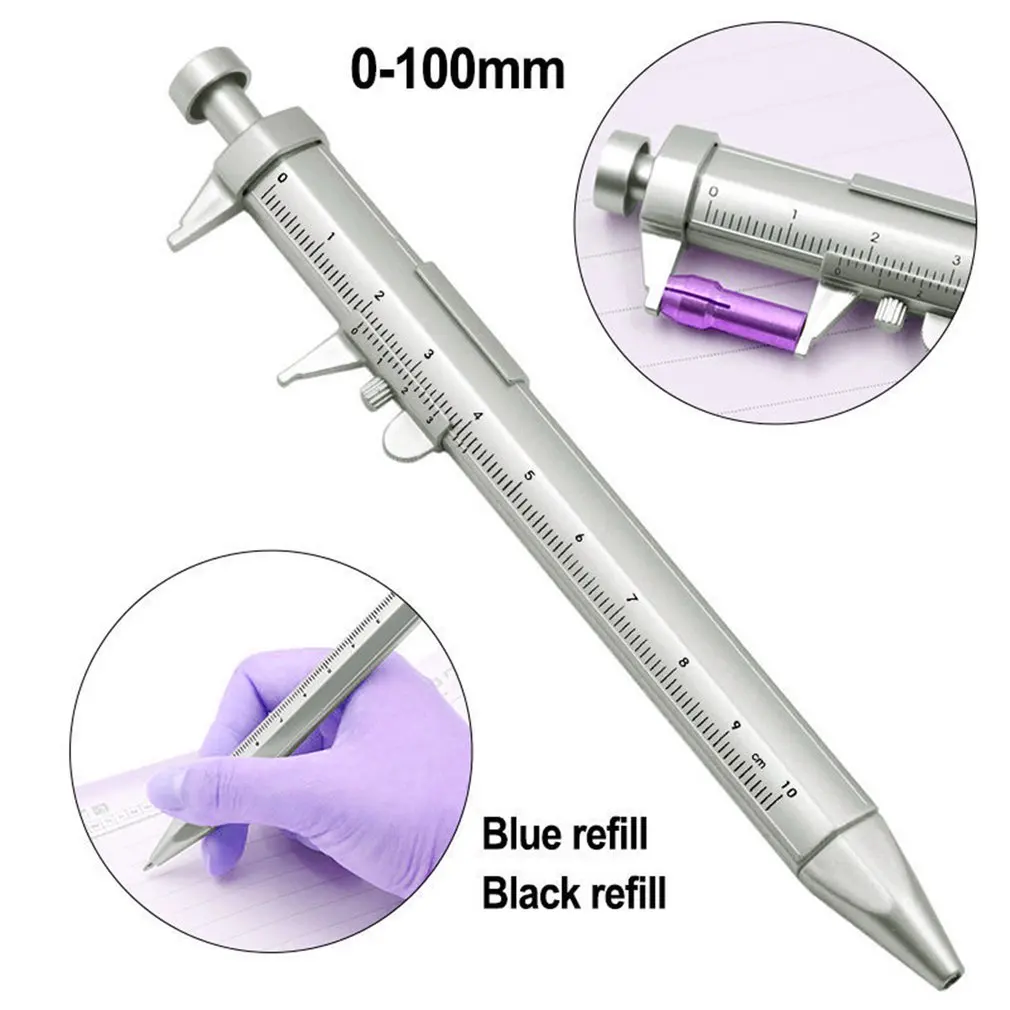 0.5mm Vernier Caliper Roller Ball Pen Multifunction Gel Ink Pen Stationery Ball-Point Ball-Point Pen Portable Tools Black Refill