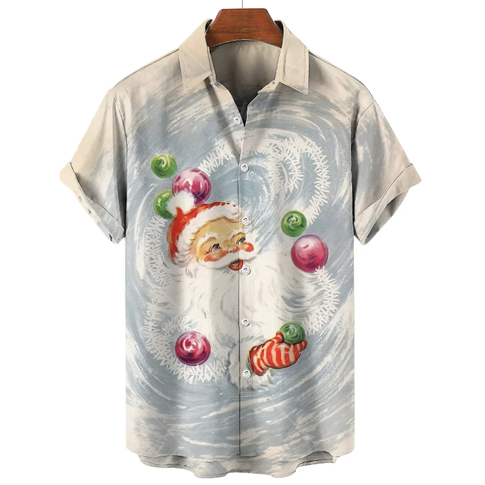 

2024 Fashion Men's Shirts Christmas Hawaiian Shirts Men's Tops 3d Printed Holiday Outfits Winter Men's Short Sleeve Shirts