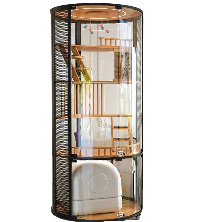 Cat villa indoor cat cage panoramic large nest four seasons universal  cabinet solid wood cat house