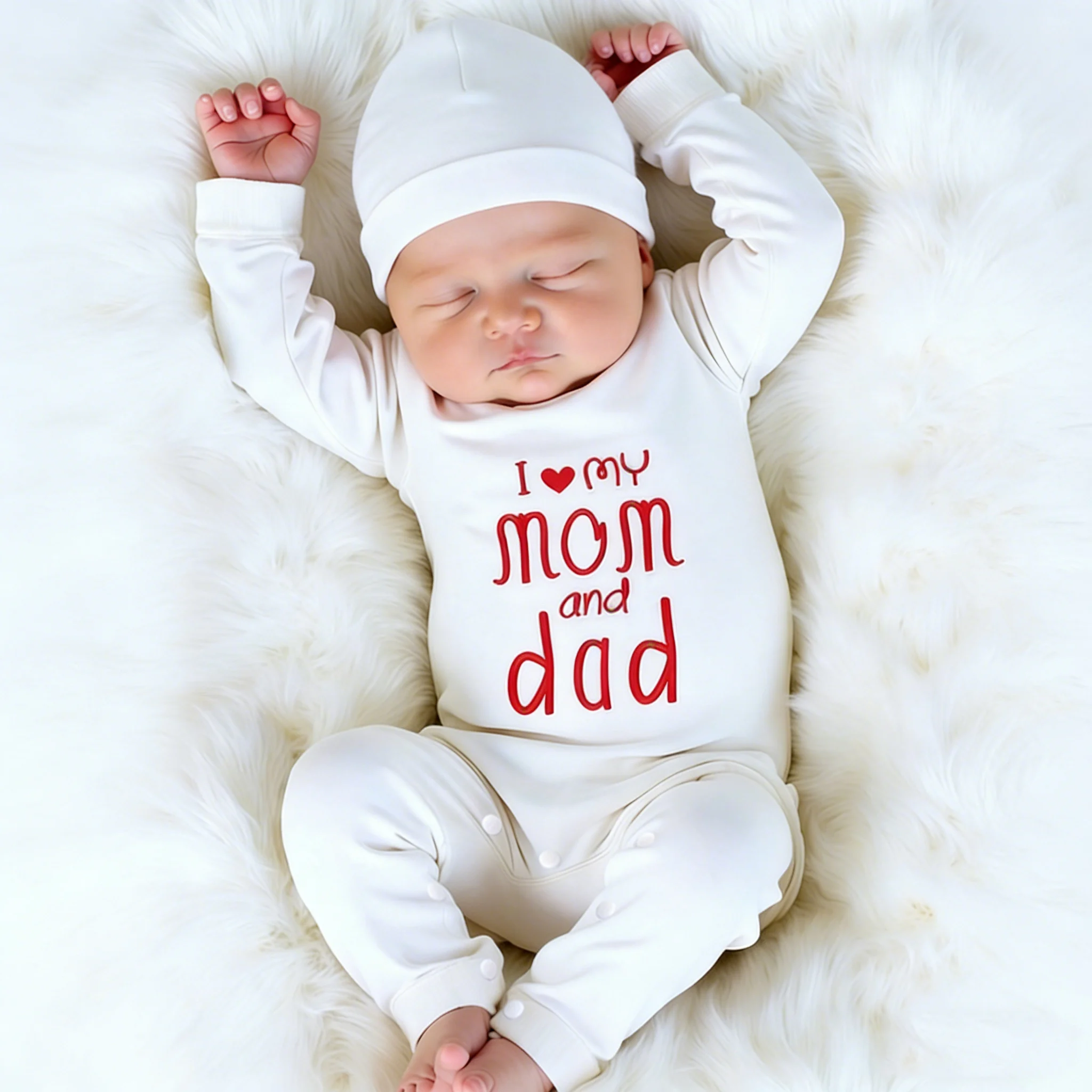 Ylsteed Newborn Photography Bodysuit Toddler Baby With Button Long Sleeves Romper Letter Print Jumpsui Hat Coming Home Outfit-HD - view 3