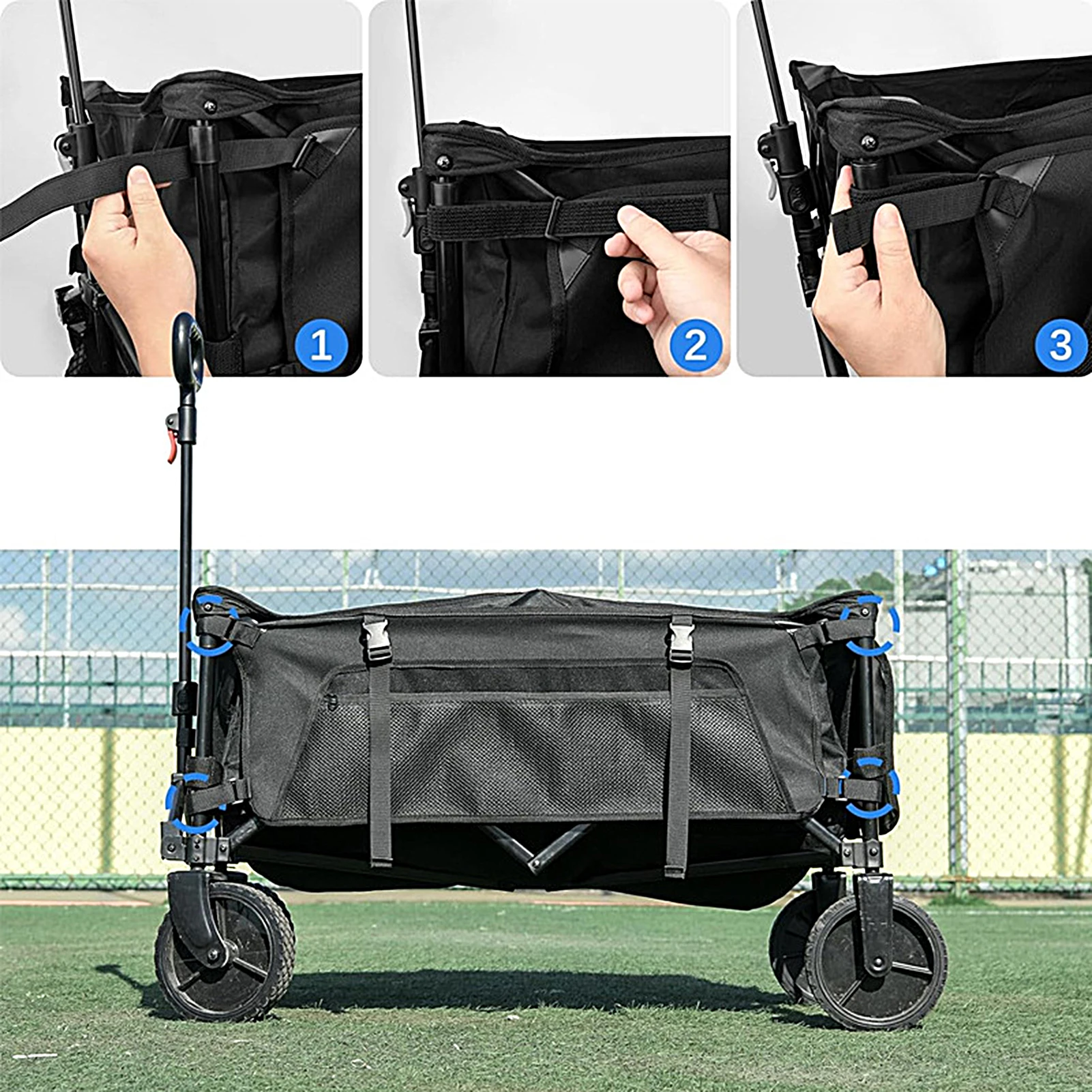 Oxford Stall Cart Side Organizer Camping Storage กระเป๋าเดินทาง Oxford ผ้า Garden Cart กระเป๋าด้านข้างสําหรับตั้งแคมป์กลางแจ้ง