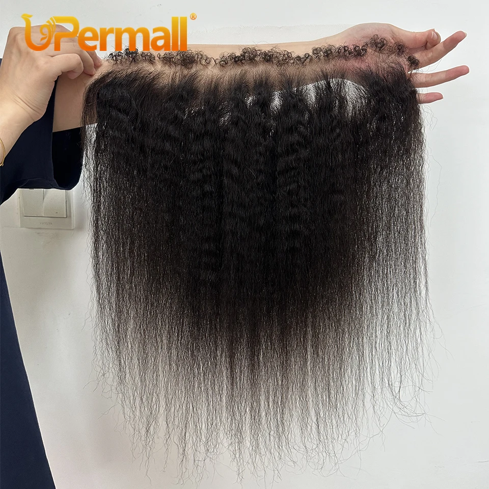 Upermall Yaki 28 Inch 13X6 13X4 Lace Frontale Kinky Recht Krullend Baby Haarlijn Hd Transparant Full Front Alleen Hybird Mensenhaar