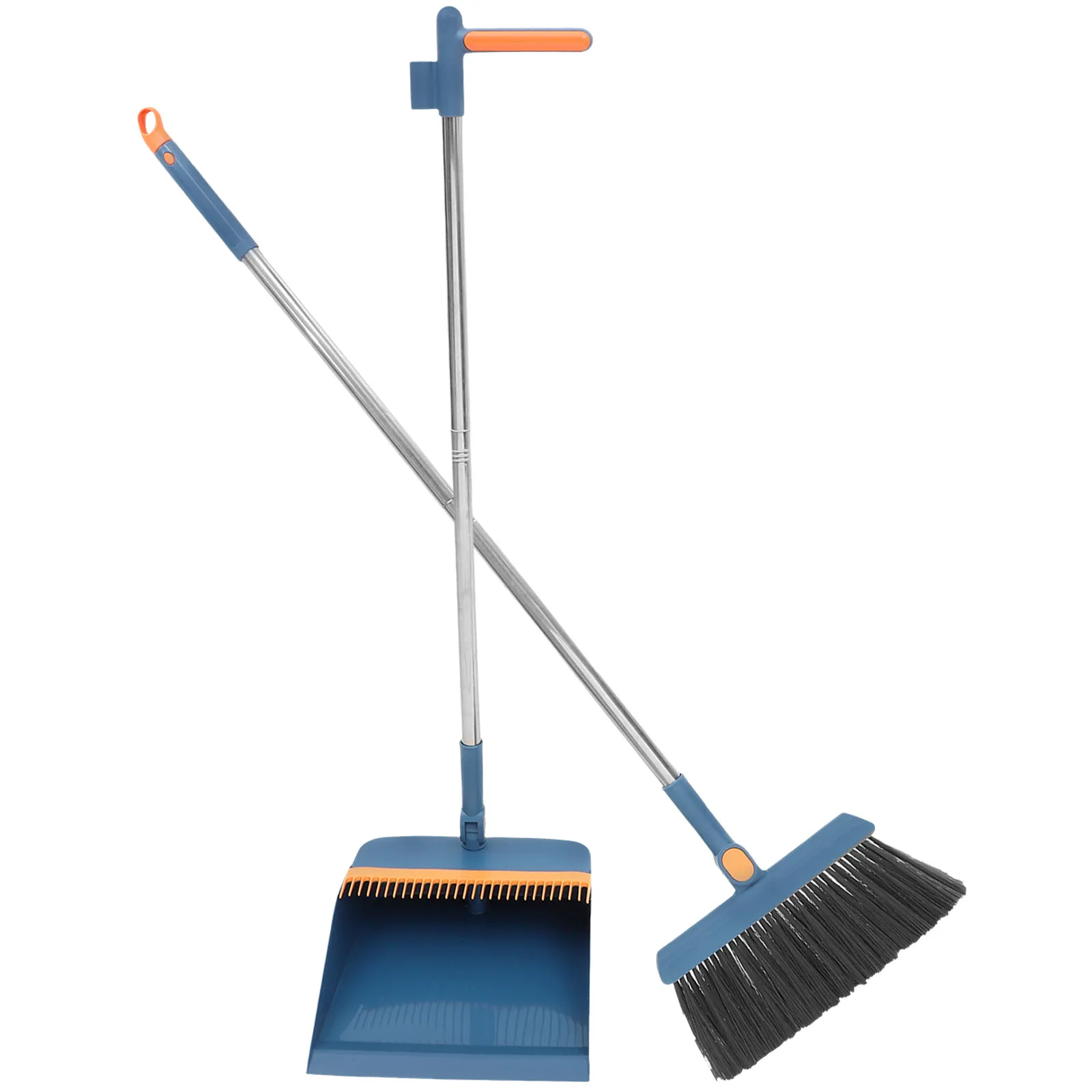 1Set Space Saving Broom Dustpan Kit with Hanging Broom Foldable Dustpan Long Handle Easy Grip Home Cleaning Device Floor