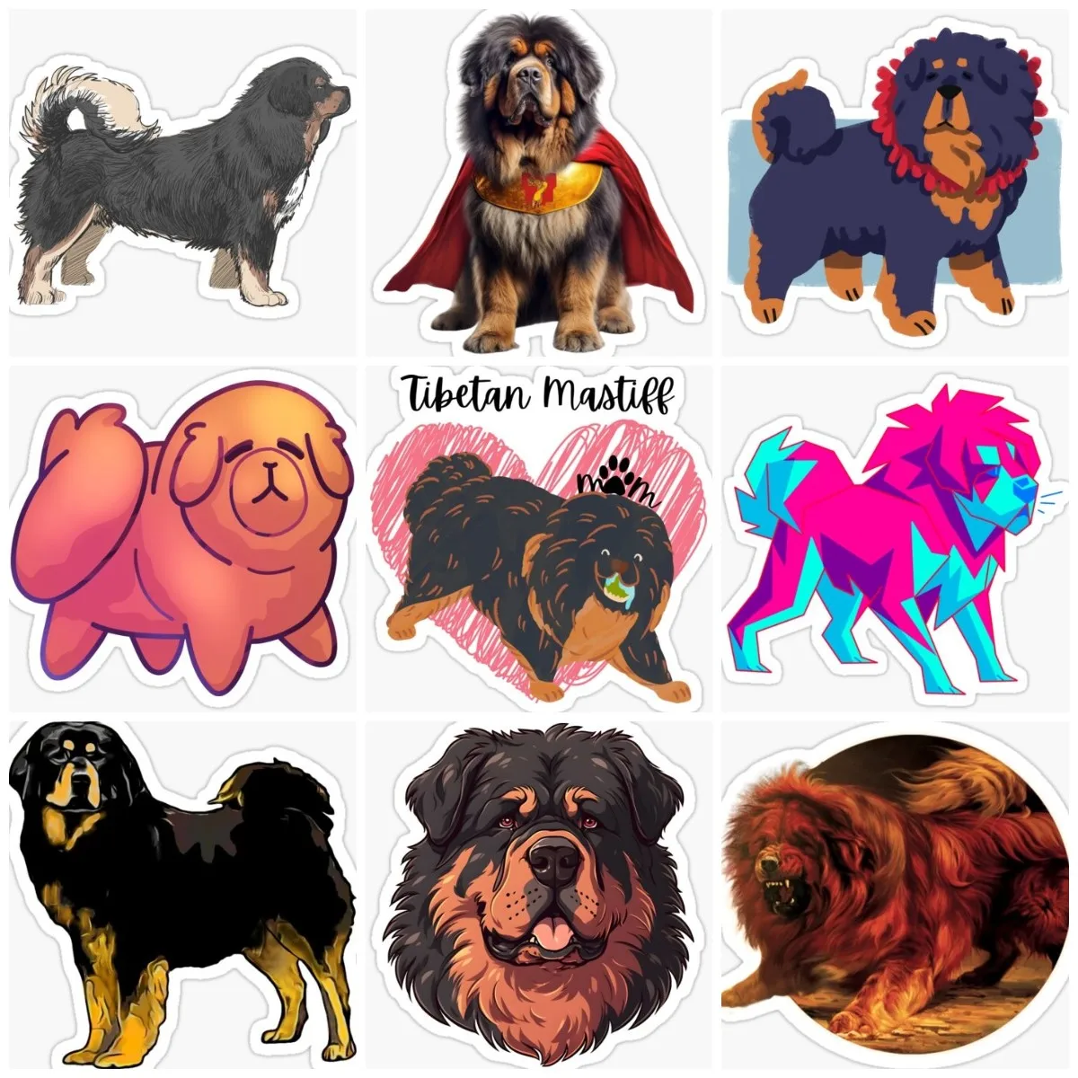 Tibetan Mastiff Dog Pets Creative Color Sticker Car Window Laptop Motorcycle Wall Doghouse Bicycle Glass Decal Customizable