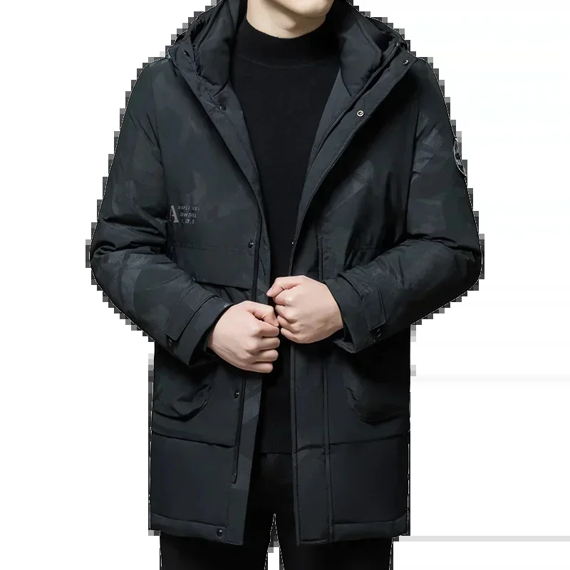 COZOK Designer Clothes Men Luxury Long Down Jacket Man Hooded Duck Male Padding 2025 Padded Mens Winter Cold Coat