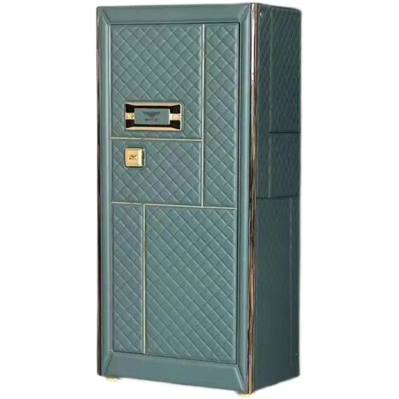【Fashionable】High End Leather Exquisite Interior Anti-theft Safe Box, Household Fingerprint Large Shaking Table,jewelry Villa  S