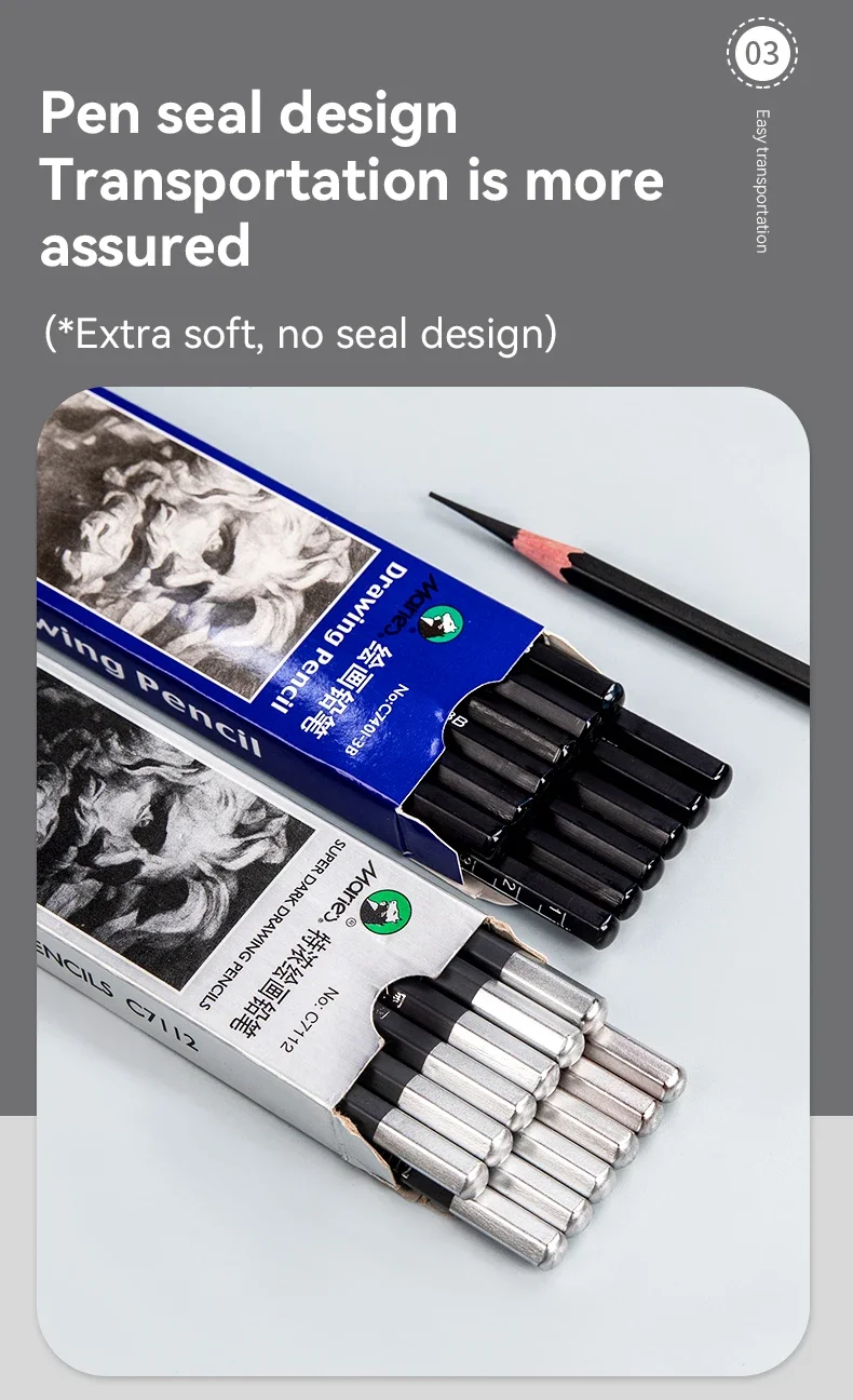 Professionelles Kohle- und Graphitstift-Set für Künstler, Zeichen- und Skizzierbedarf, 2H HB B 2B 3B 4B 5B 6B 8B – Detail 8