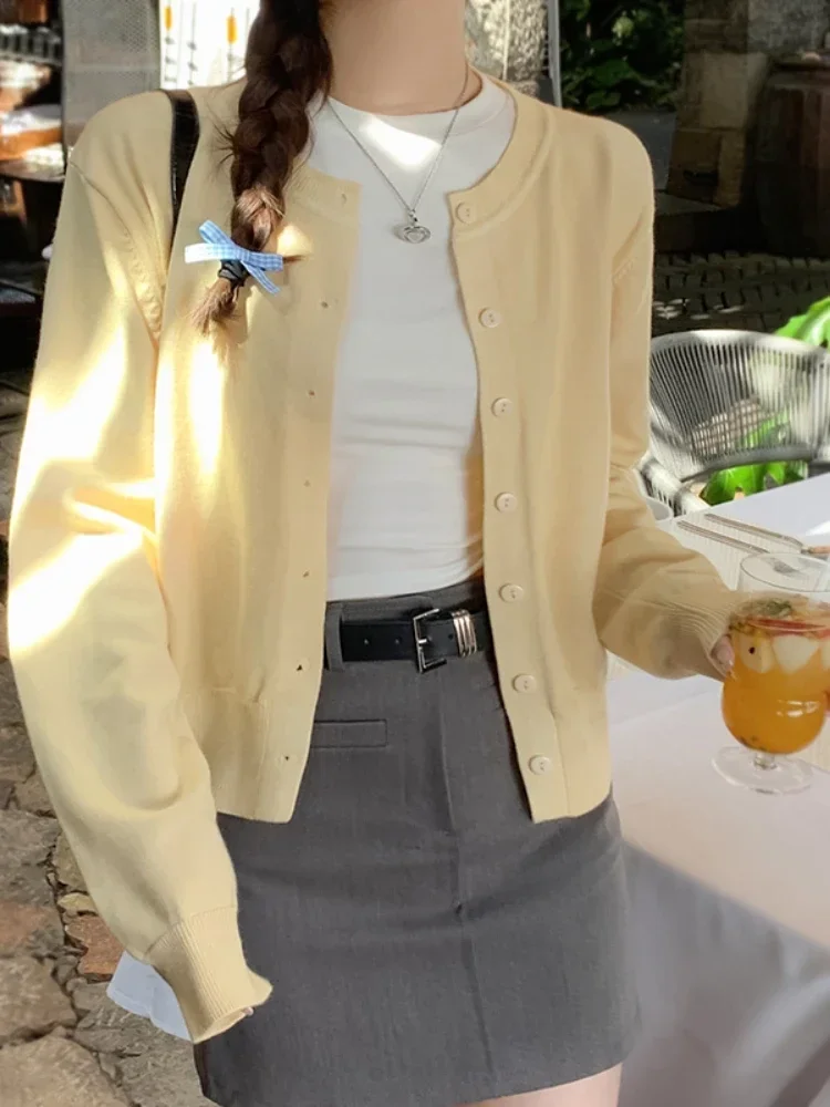 

Women's Long Sleeve 2026 Cardigan O Neck Button Down Knit Lady Spring Autumn Knitted Single-breasted Cardigan Sweaters
