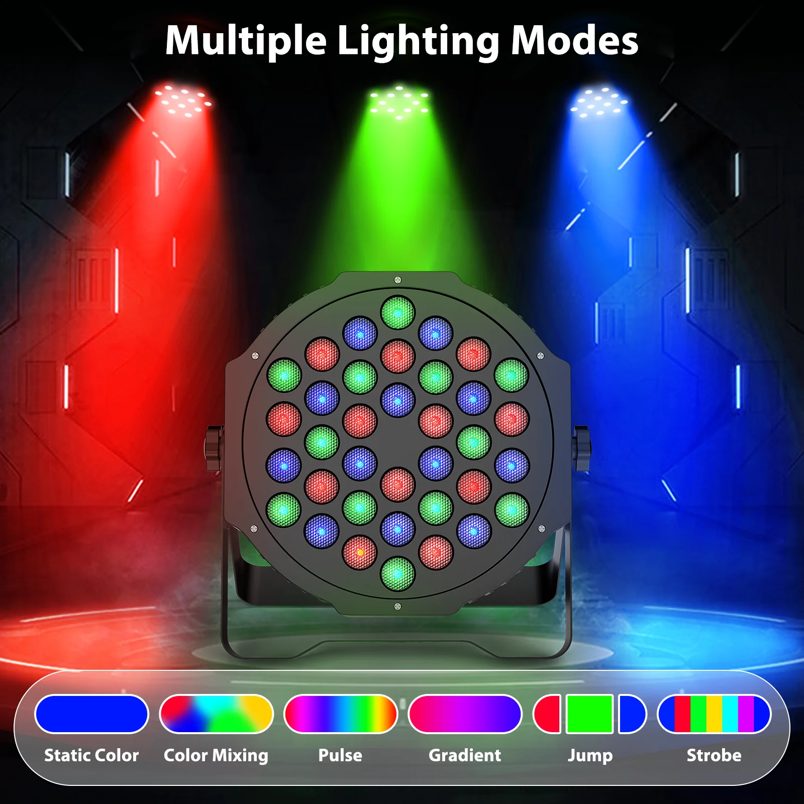 Somspot 8PCS 36LEDs Par Light DMX Stage Lighting Effect Voice Control DJ Disco Party Lights for Concert Wedding Theater Bar Club
