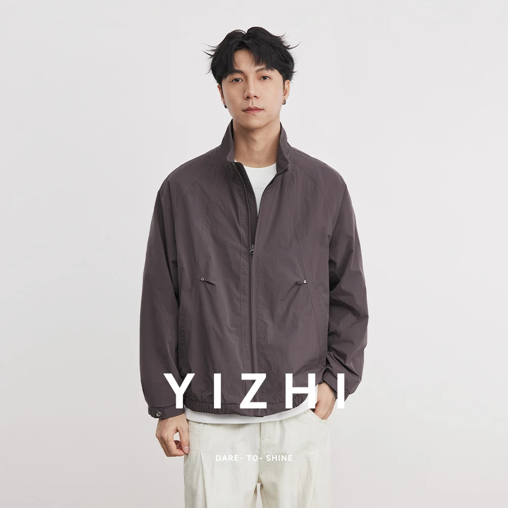 

Мужская куртка в американском ретро-стиле с воротником-стойкой, весна-осень 2026, новая, простая, повседневная, ветрозащитная верхняя одежда