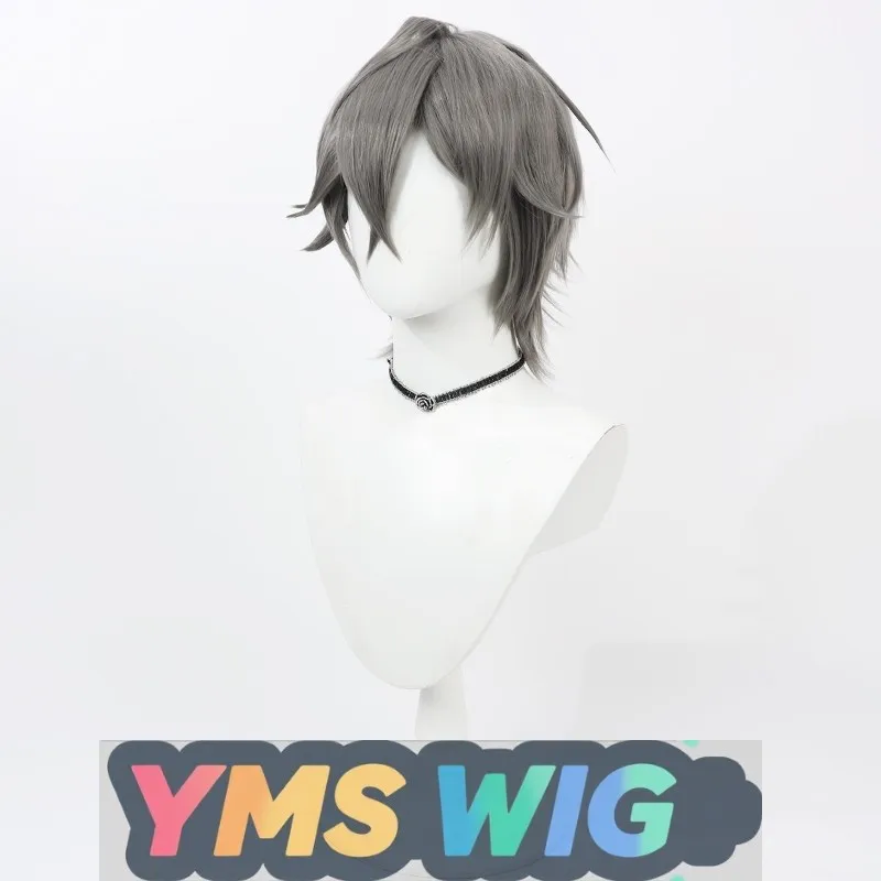 【Hombre libre】Zenless Zone Zero Male Wise Cosplay peluca pelo gris oscuro superior en capas rizo inverso