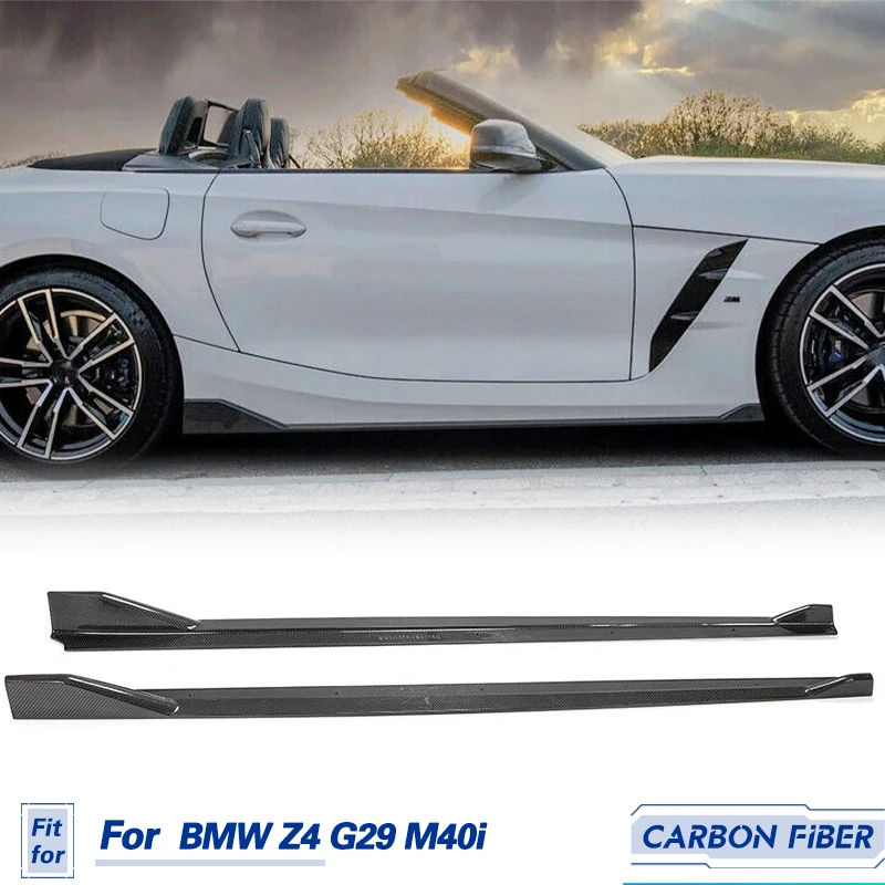 Car Side Skirts Extensions Carbon Fiber for BMW Z4 G29 M-Sport Convertible 2-Door 2019-2023 Side Door Bumper Apron Lip Body Kits