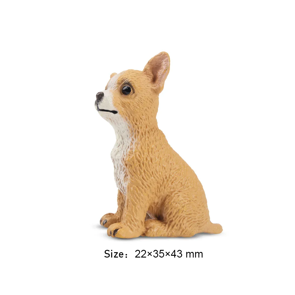 Simulation Dog Pet Animal Model Toy Mini  Sitting Fawn Chihuahua Puppy Figures Dolls Action Figurines Toys For Children Gift