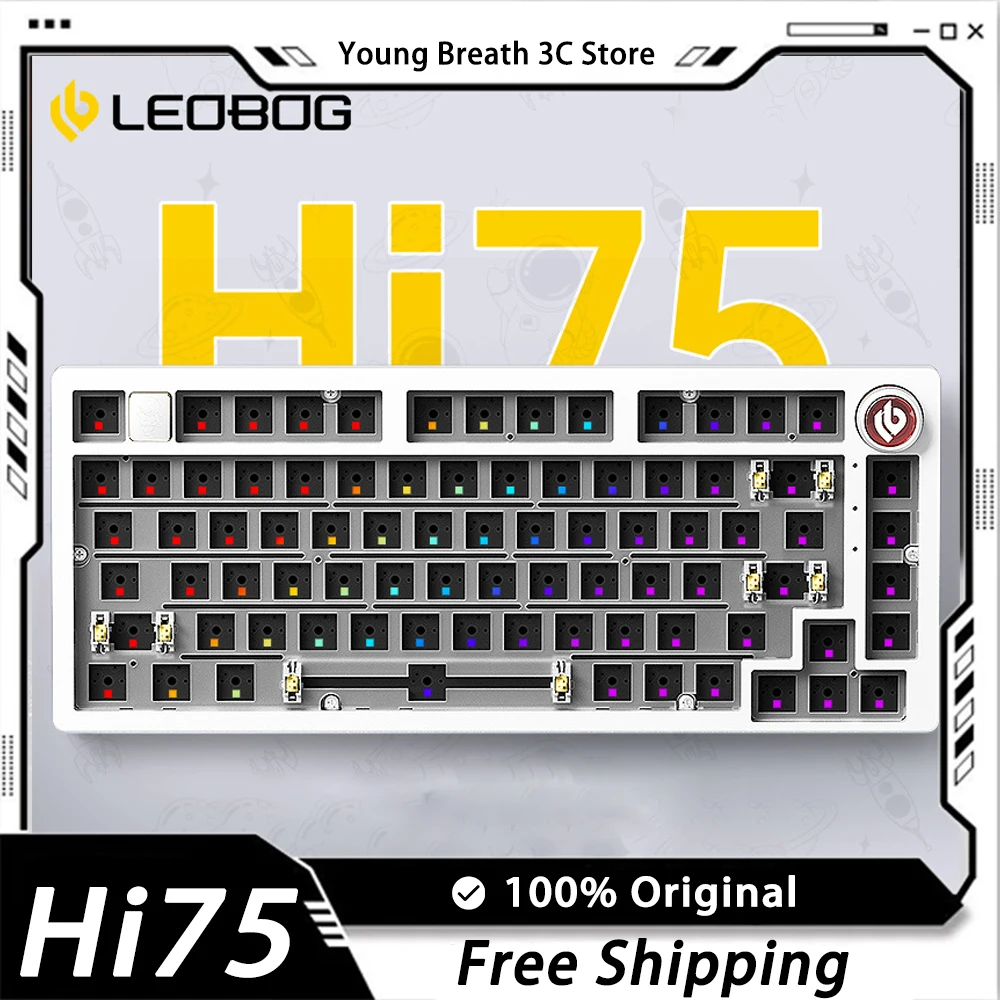 LEOBOG Hi75 Mechanical Keyboard Kit Hot Swap RGB Gasket Custom Aluminum Alloy Wirled Gaming Keyboard Pc Gamer Accessories Office