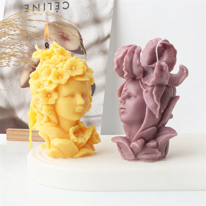 

Flower Fairy Girl Candle Silicone Mold for Handmade Chocolate Decoration Gypsum Aromatherapy Soap Resin Candle Silicone Mould