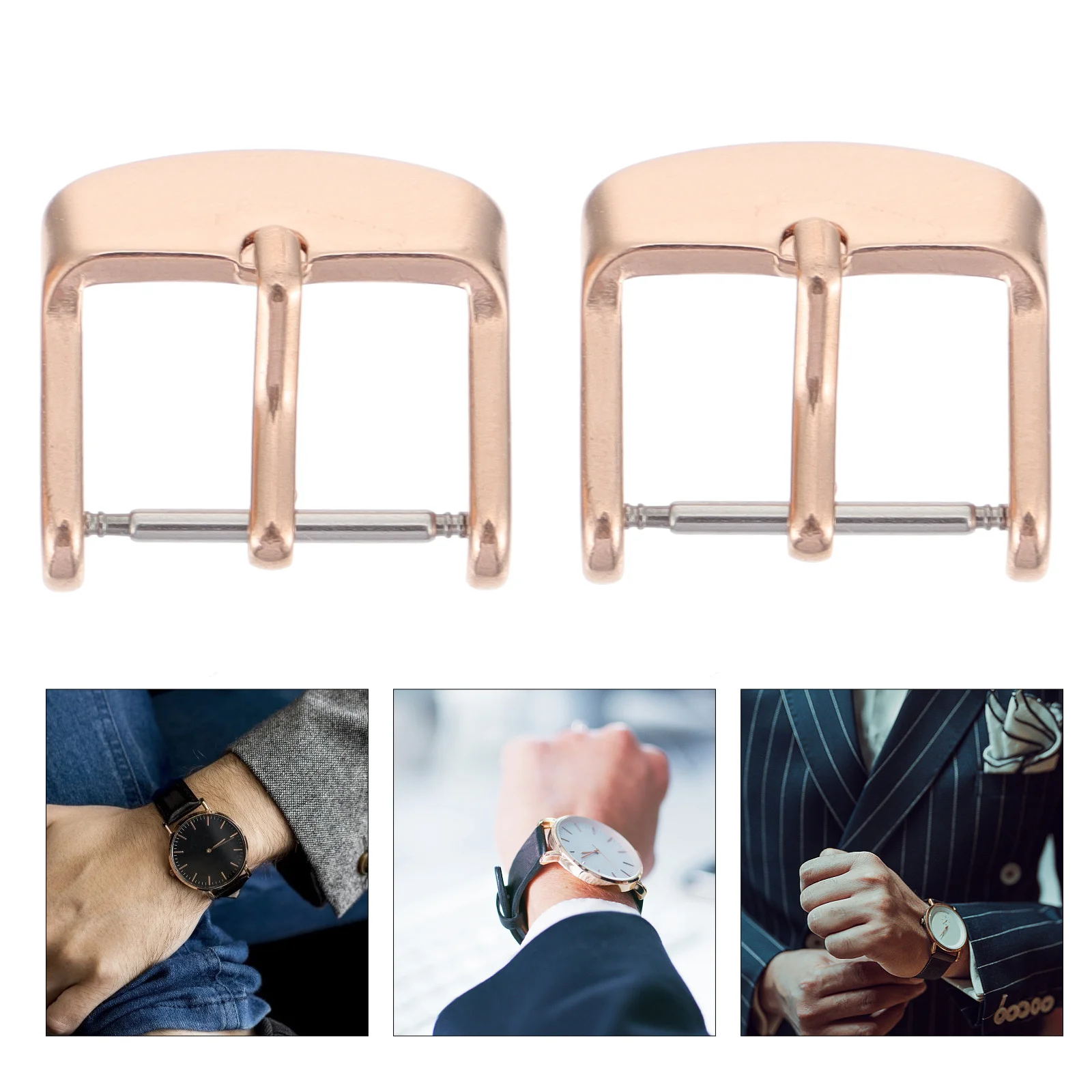 

2pcs Stainless Steel Buckles Replaceable Durable Universal Fit Watch Band Buckle Shiny Watch Accessories For Repair Creative