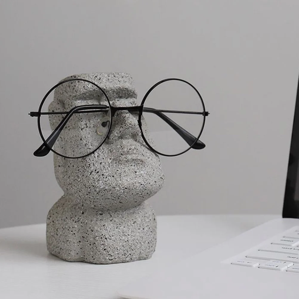 

Resin Moai Statue Glasses Holder Desktop Decor Sunglasses Display Stand Office Home Decoration Eyewear Storage Rack Novelty Gift