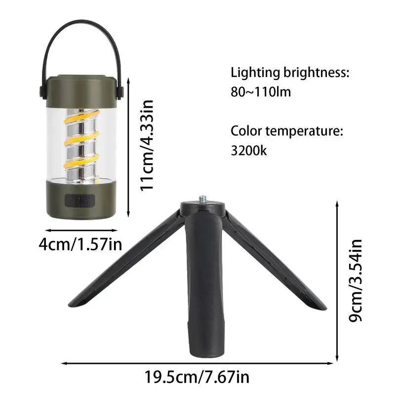 فانوس تخييم LED محمول قابل لإعادة الشحن ، مصباح يدوي ، فوانيس خارجية مع حامل ثلاثي القوائم ، عاكس ضوء سيليكون