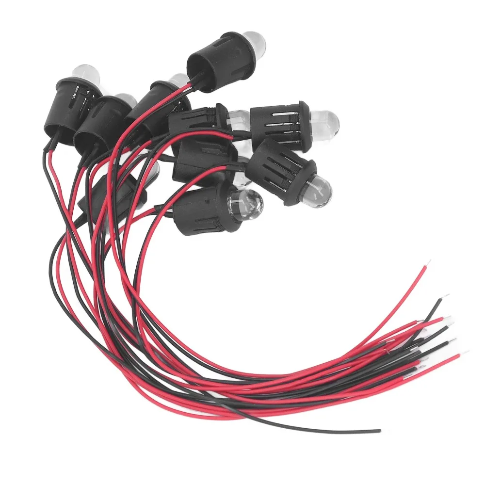 Ampoule LED 12V, 10mm, 10 pièces, ampoule claire à l'eau, indicateur de lumière pilote, Diodes électroluminescentes précâblées, décoration de la maison, bricolage