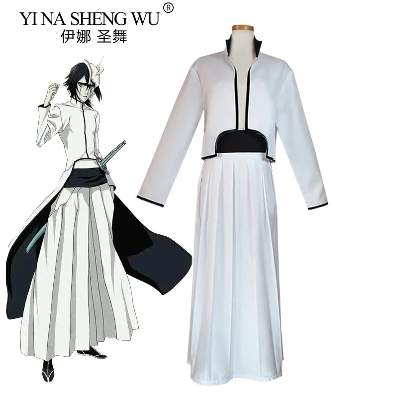 

Anime Bleach Grimmjow Jeagerjaques Ulquiorra cifer Cosplay Costume Full Set White Kendo Kimono Top Pants Belt Halloween Costumes