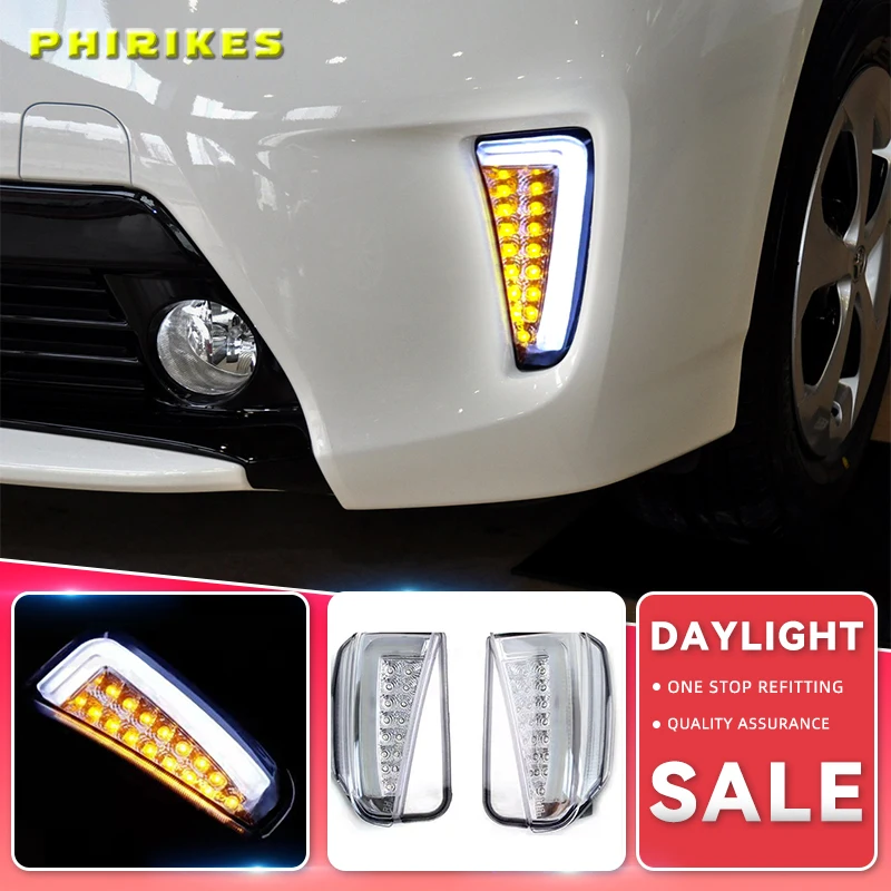 LED Front Turn Signal Lamp White DRL Daytime Running Light For 12-15 Toyota Prius Facelift XW30