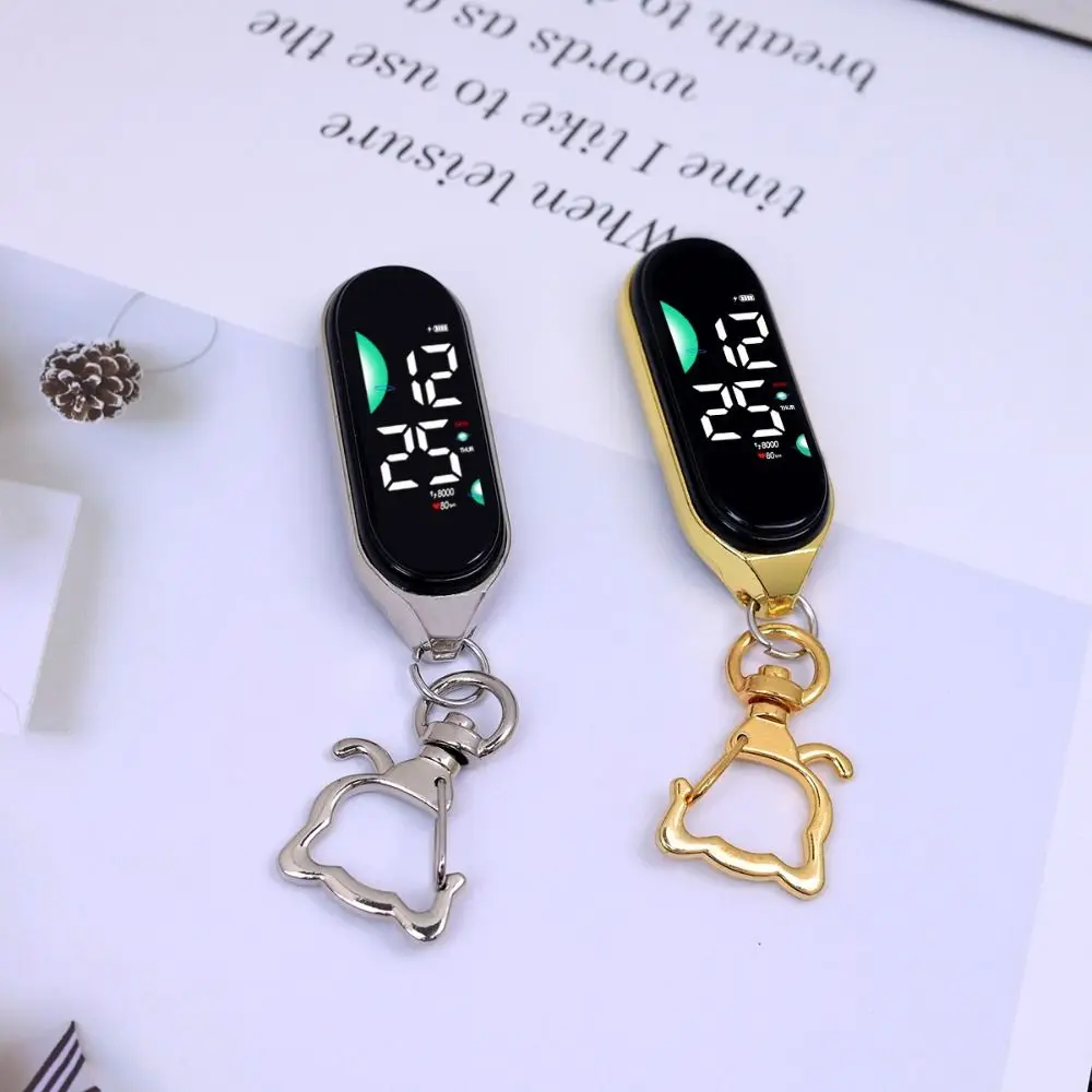 Digital Display Electronic Hanging Watch Touch Screen Waterproof Pocket Watch Keychain Luminous LED Watch Keychain Adults